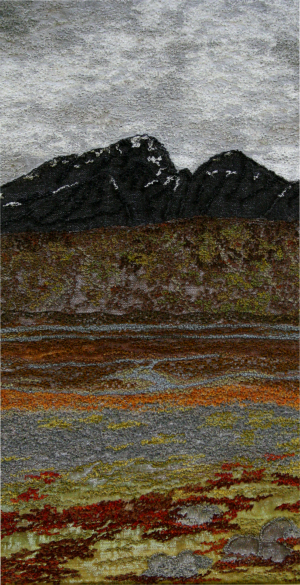 Blaven from Torrin beach, Skye (14x28 cms £240) by Textile artist Mary Taylor