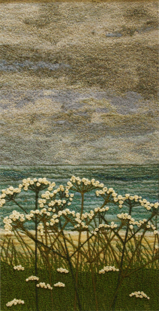 Hogweed above Coldingham beach near Eyemouth (12x25 cms £250) by Textile artist Mary Taylor