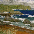 Near Durness on the north coast of Scotland  (28x14cms) by textile artist Mary Taylor - SOLD