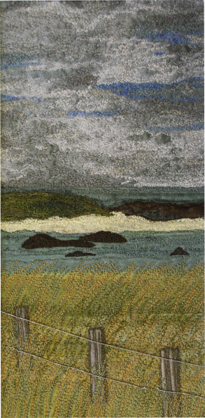 Marram grass on the northern end of Iona (12x25 cms) by textile artist Mary Taylor