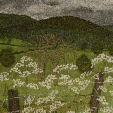 Stormy sky over the Howgills (12x25cms) by textile artist Mary Taylor SOLD