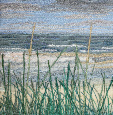Grasses, Bamburgh Beach, Northumberland (12x25cms) by textile artist Mary Taylor - SOLD