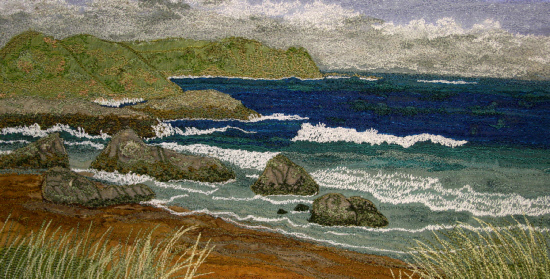 Near Durness on the north Scottish coast (18x14 cms) by Textile artist Mary Taylor SOLD