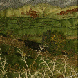 The Howgills from Black Horse Hill (12x25cms) by textile artist Mary Taylor - SOLD