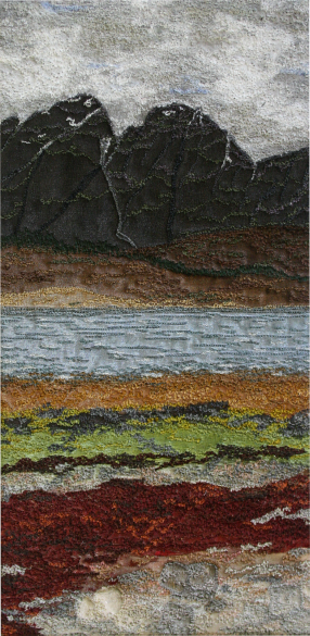 Blaven across Loch Slapin, Skye (14x28 cms £240) by Textile artist Mary Taylor